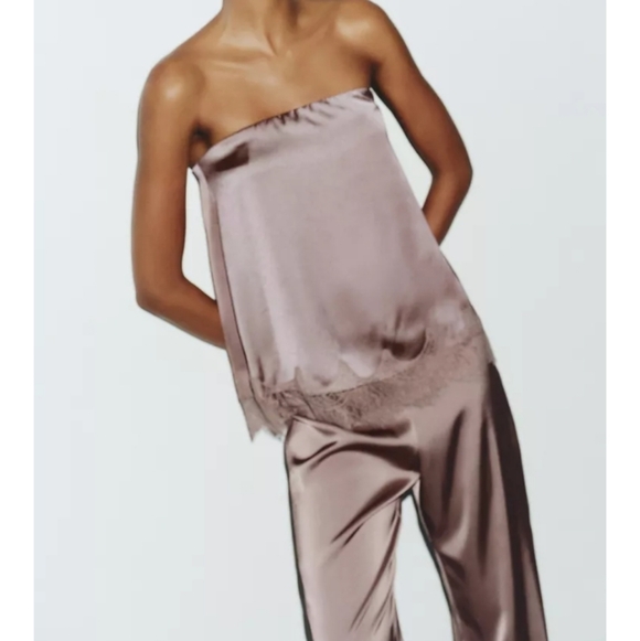 Zara Satin Effect Lace Top - Picture 2 of 6